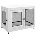 Dog Crate Side Table with Two Doors & Cushion for Large Dogs