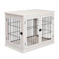 Two-Door Dog Crate End Table – White, 81cm