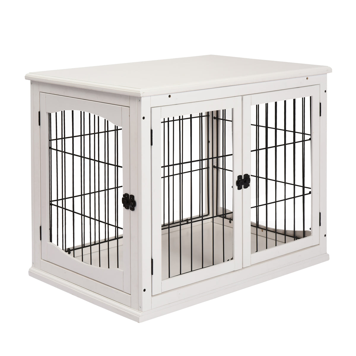 Two-Door Dog Crate End Table – White, 81cm