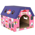 Two-in-One Cardboard Cat House & Scratching Board – Pink