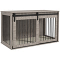 Large Dog Crate Furniture with Removable Cushion – Walnut Brown, 118cm