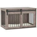 Large Dog Crate Furniture with Removable Cushion – Brown, 98cm