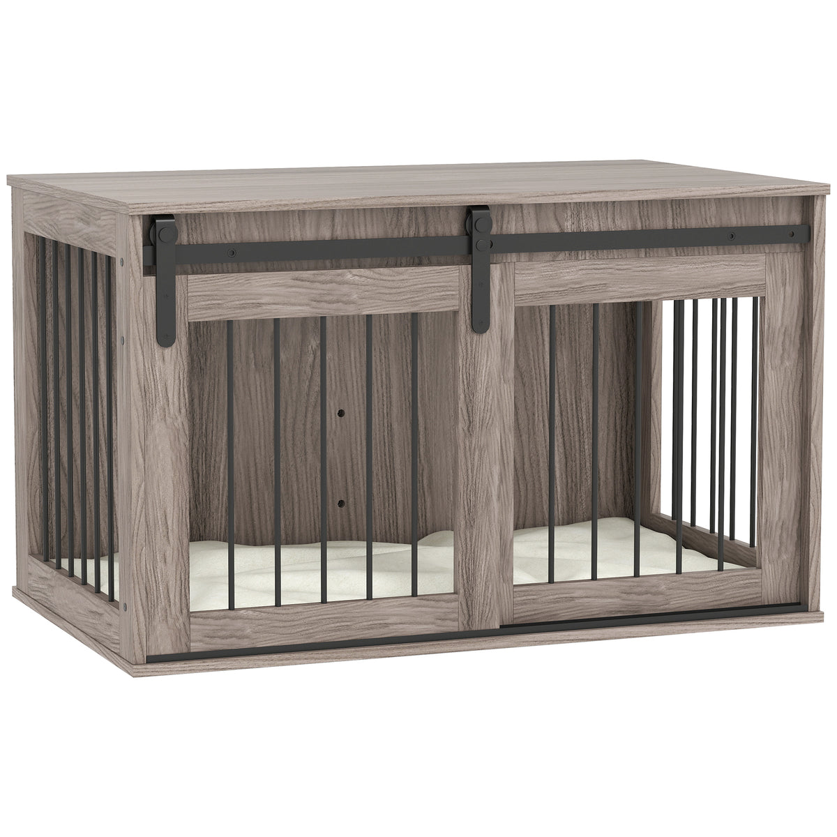 Large Dog Crate Furniture with Removable Cushion – Brown, 98cm