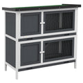 Two-Tier Rabbit & Guinea Pig Cage with Pull-Out Tray – Grey, 97cm