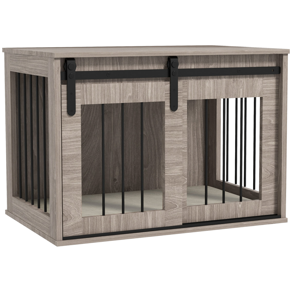 Dog Crate Furniture with Removable Cushion – Brown, 80 × 54 × 57cm
