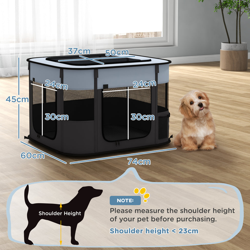 Small Foldable Dog Playpen with Storage Bag & Ground Stakes