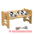 Adjustable Bamboo Feeding Stand with Two 380ml Steel Bowls – Style: A