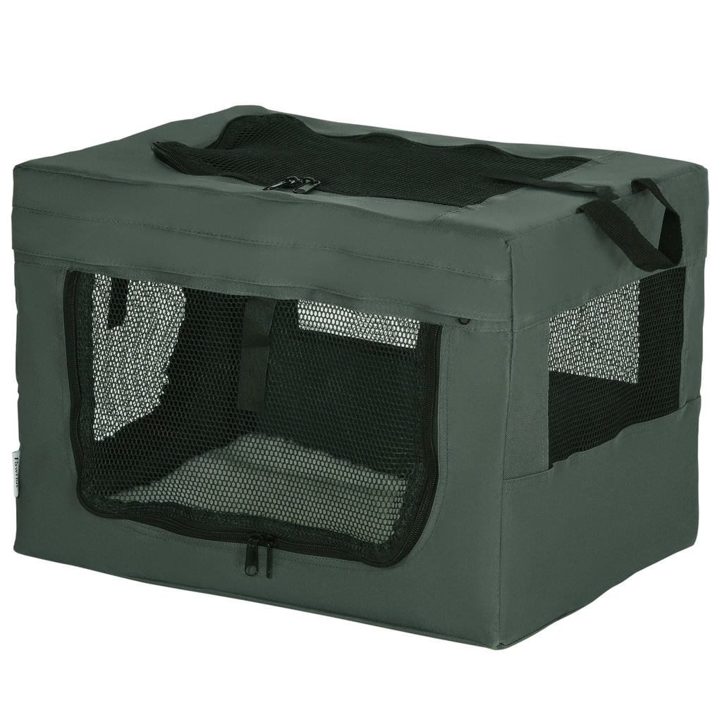 PawHut Fabric Pet Carrier with Cushion & Storage Bag – Grey – Style: A