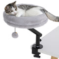 PawHut Clamp-On Rotating Cat Desk Bed – Grey – Style: A