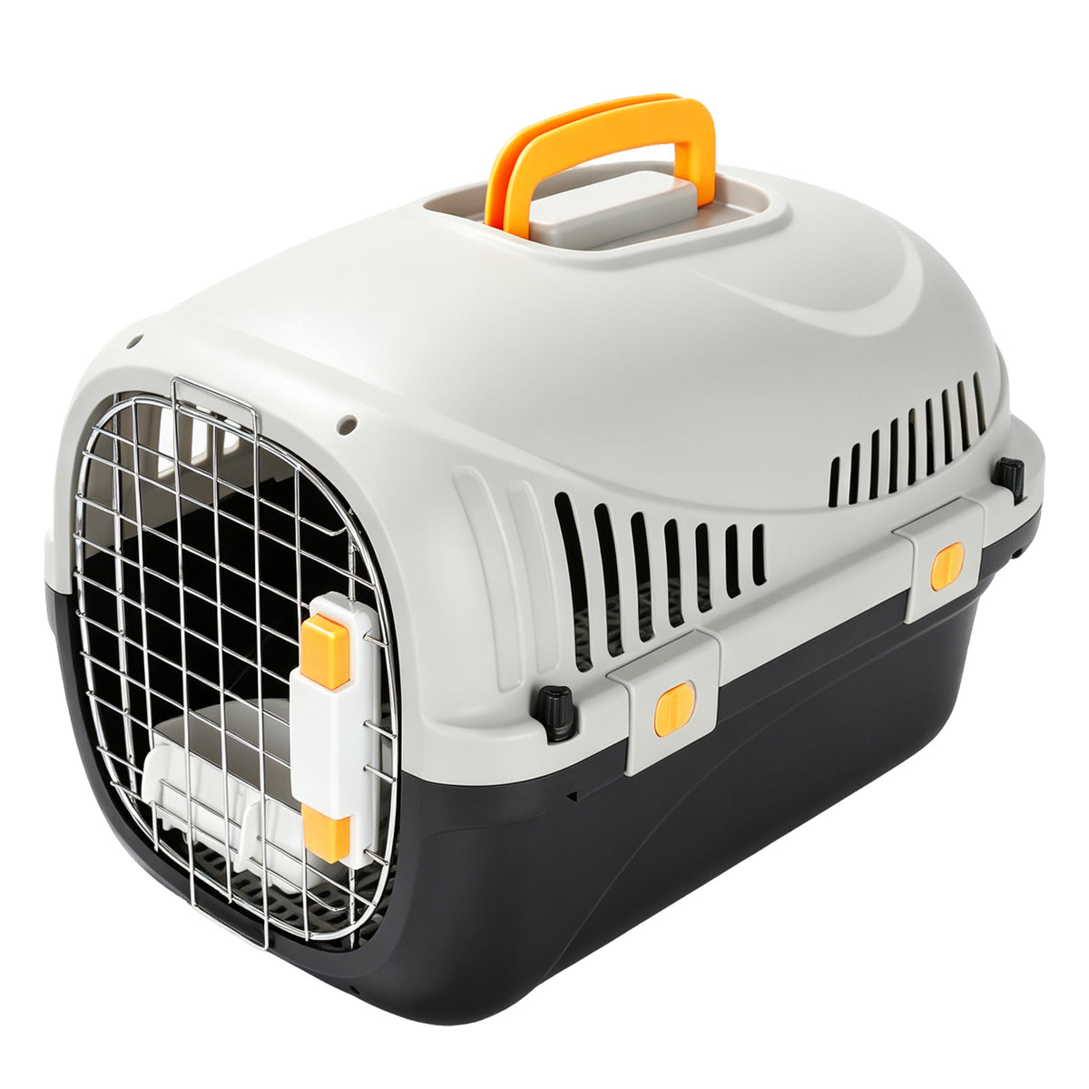 Plastic Pet Carrier with Steel Door & Hanging Bowl – 49 × 32 × 32cm – Style: A