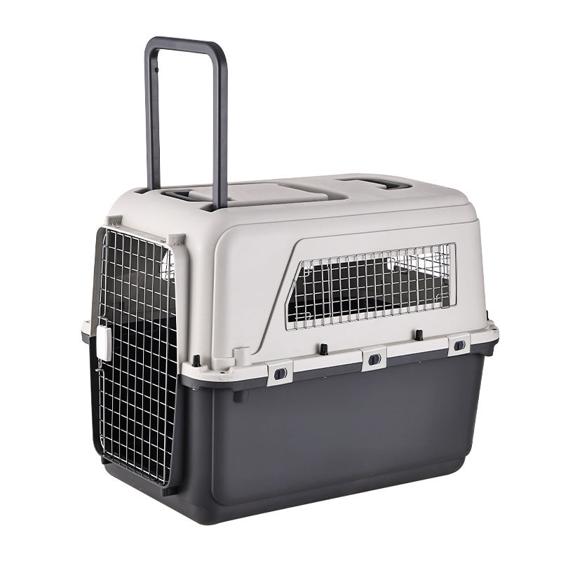 Pet Travel Crate with Metal Door & Removable Wheels – Configuration: Trolley style with wheels