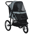Folding Three-Wheel Pet Stroller for Small & Medium Dogs – Grey