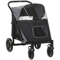 Folding Pet Stroller with Shock Absorber – Black