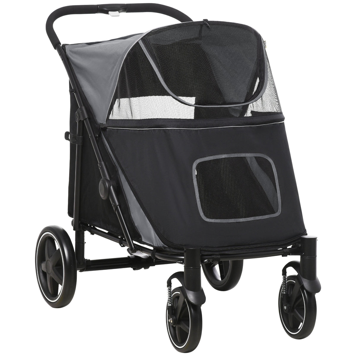 Folding Pet Stroller with Shock Absorber – Black