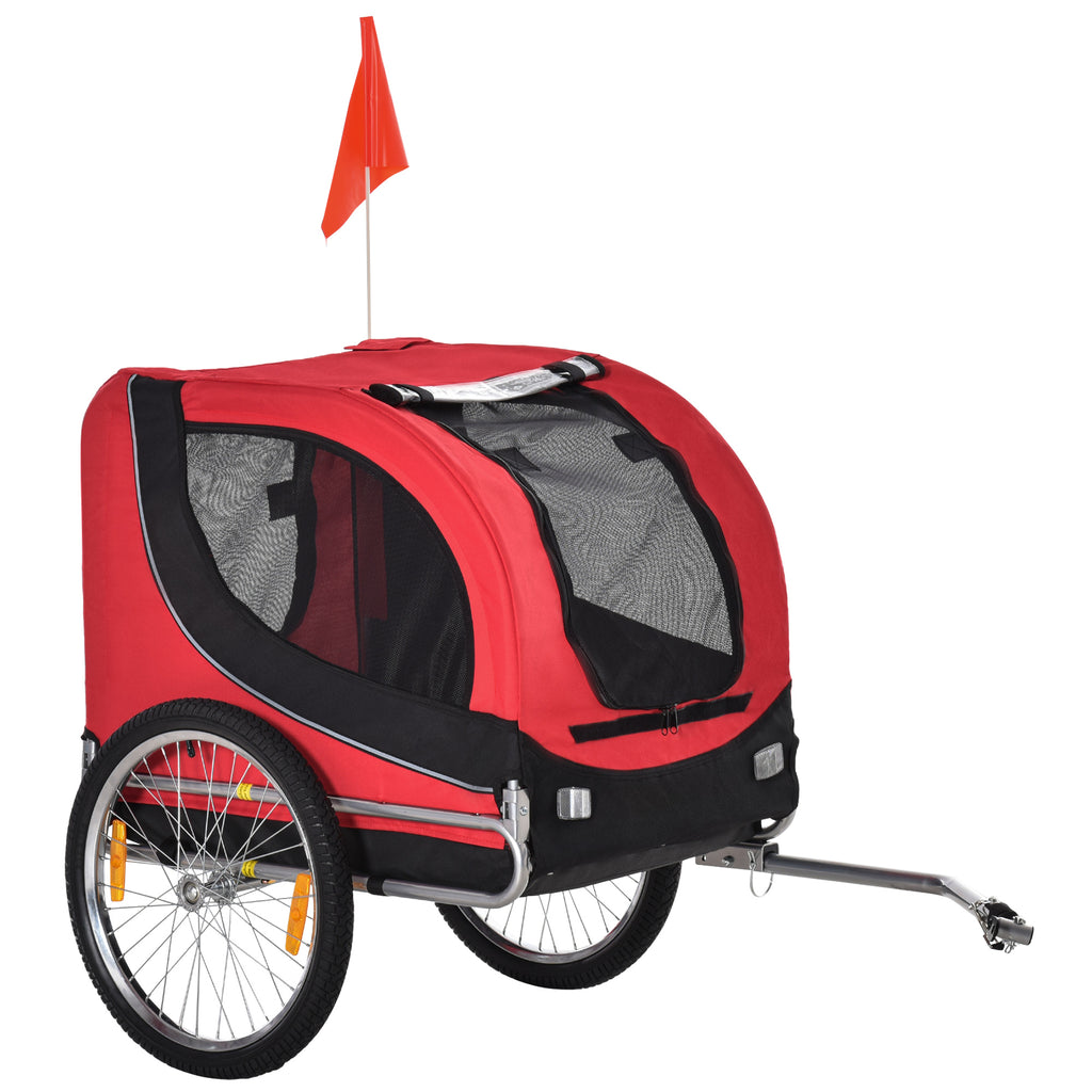 Steel Dog Bicycle Trailer with Hitch Coupler – Black & Red