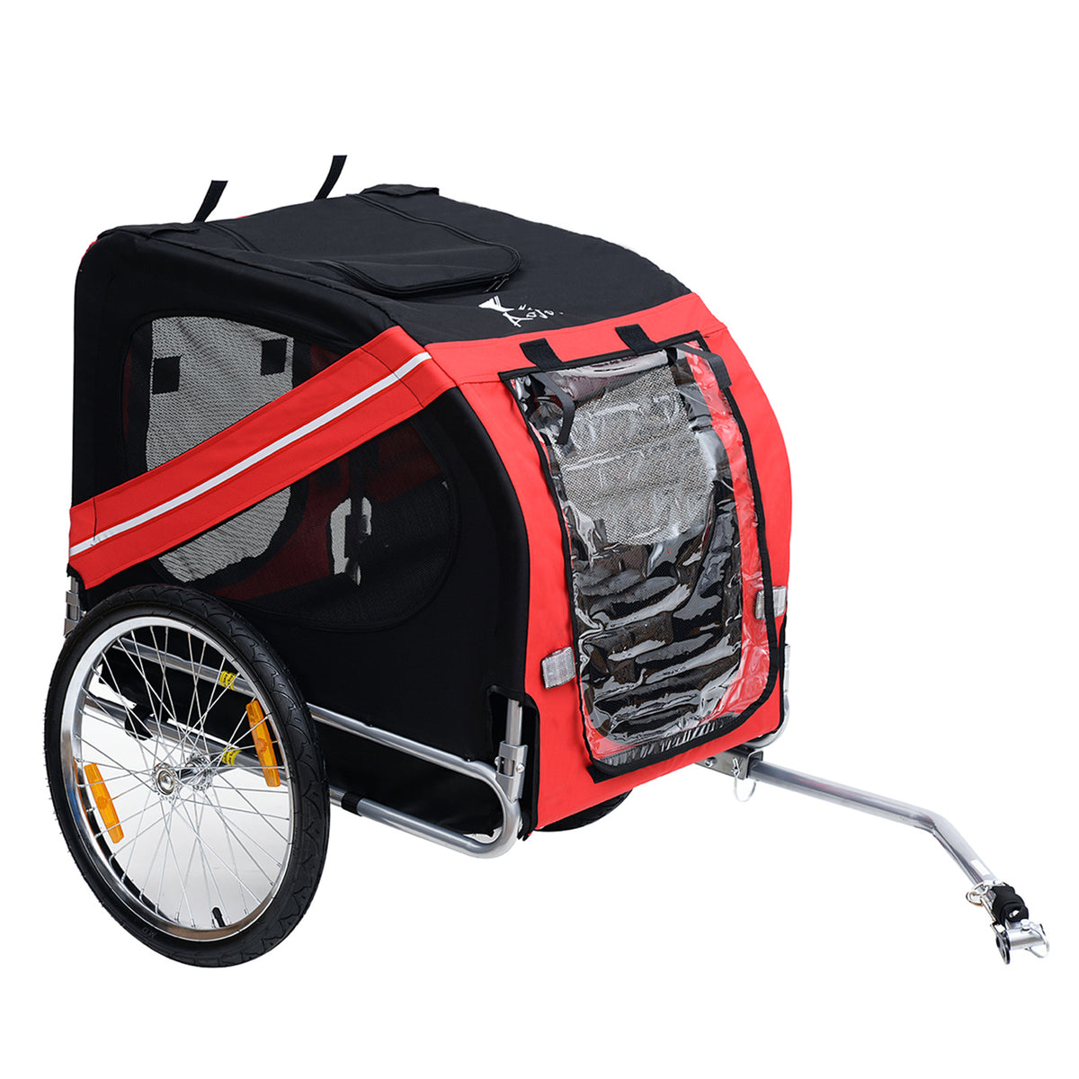 Steel-Frame Bicycle Pet Trailer – Red & Black