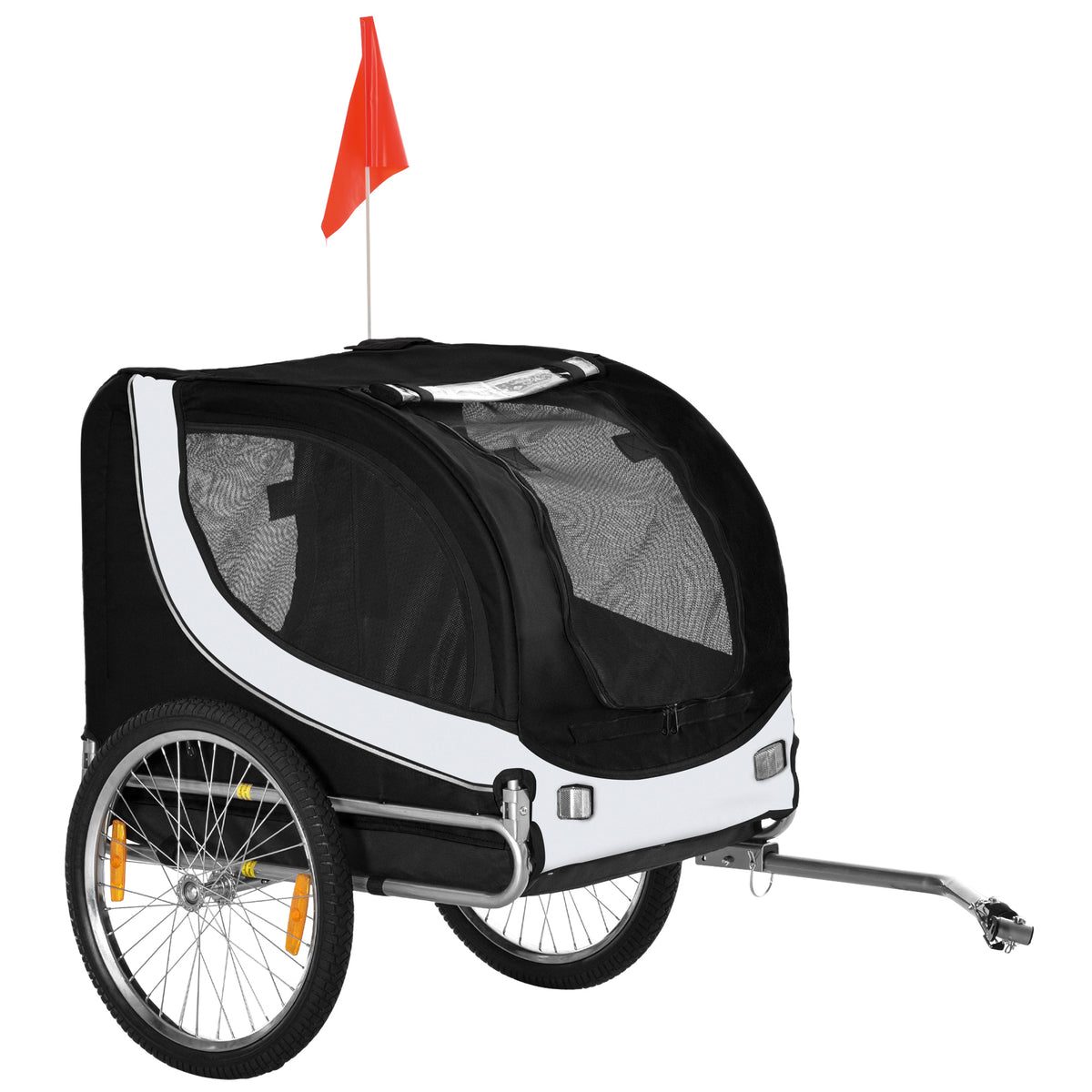 Steel Dog Bicycle Trailer with Hitch Coupler – White & Black