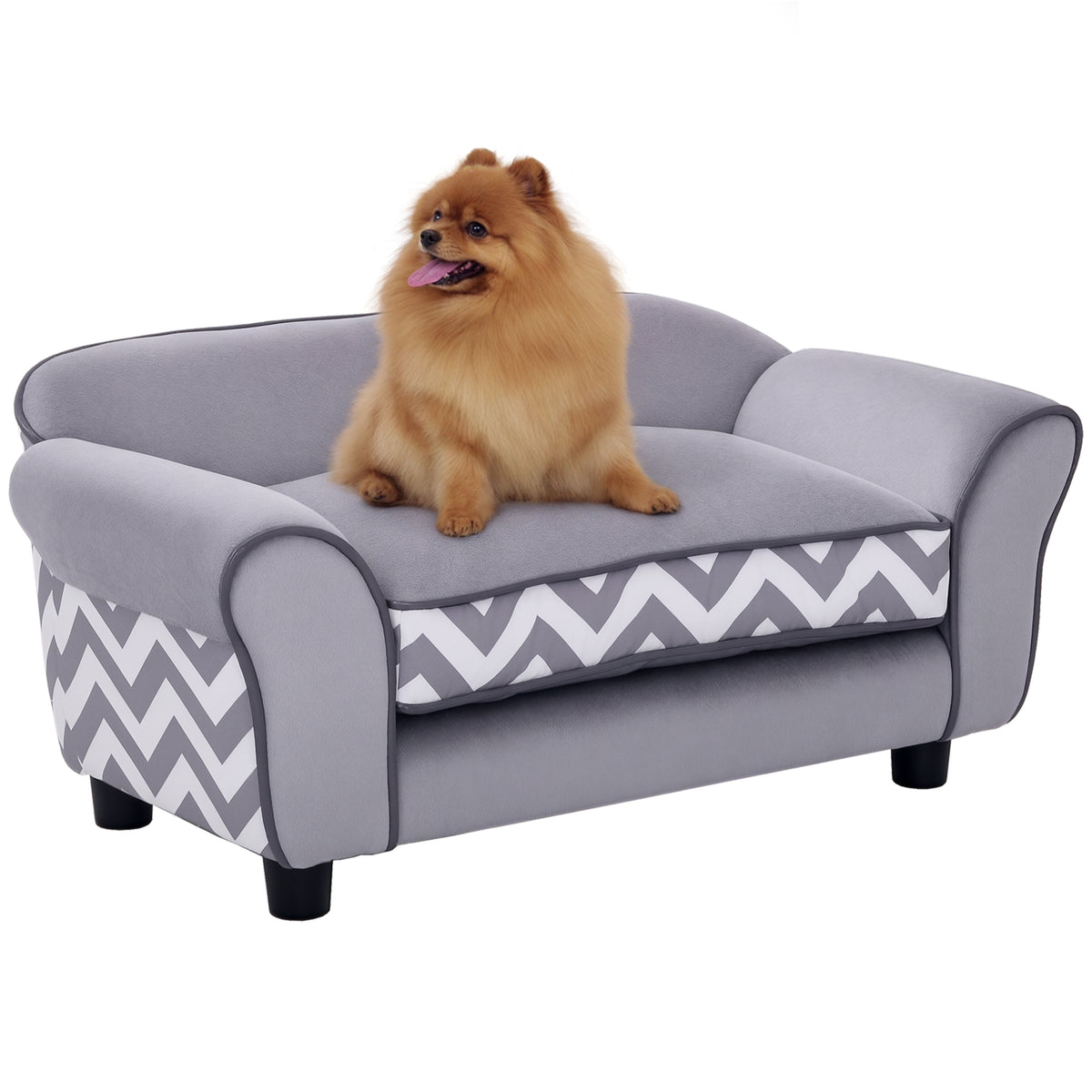 Small Dog Sofa Bed with Washable Cushion Cover – Grey