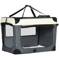 Folding Pet Carrier with Cushion for Dogs & Cats – Grey, 91cm