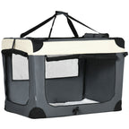 Folding Pet Carrier with Cushion for Dogs & Cats – Grey, 91cm