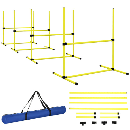 Adjustable Dog Agility Hurdle Set with Carry Bag – Yellow, 4 Pieces