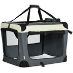 Folding Pet Carrier with Cushion for Small Dogs & Cats – Grey, 70cm