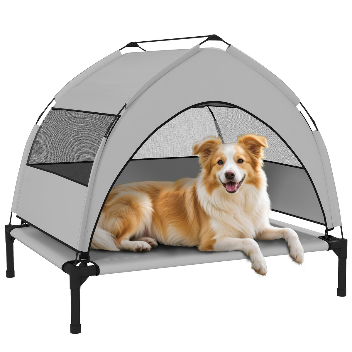 Raised Dog Bed with Removable Canopy – 76 × 61 × 70cm