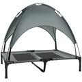 Raised Mesh Dog Bed with Removable Canopy – Grey, 92 × 76 × 90cm