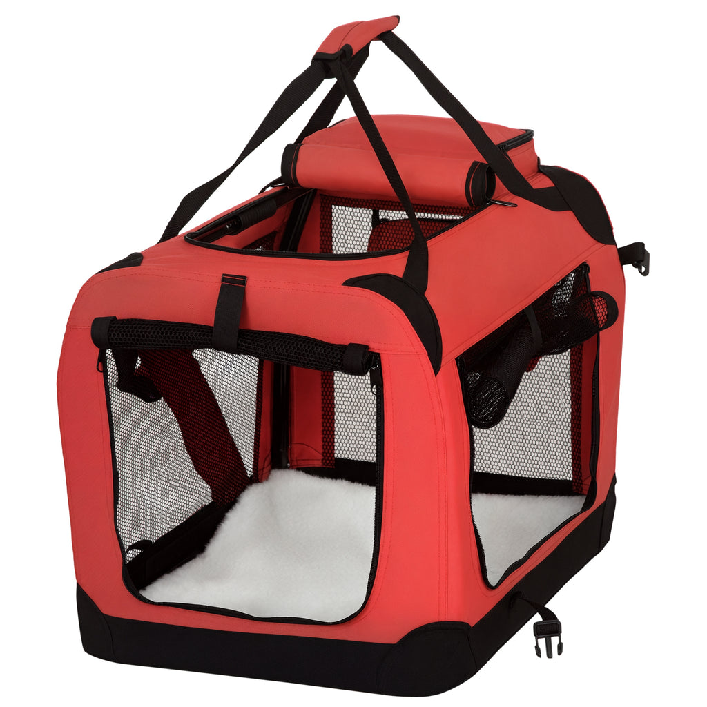 Soft-Sided Pet Carrier with Removable Mat – Red, 60cm