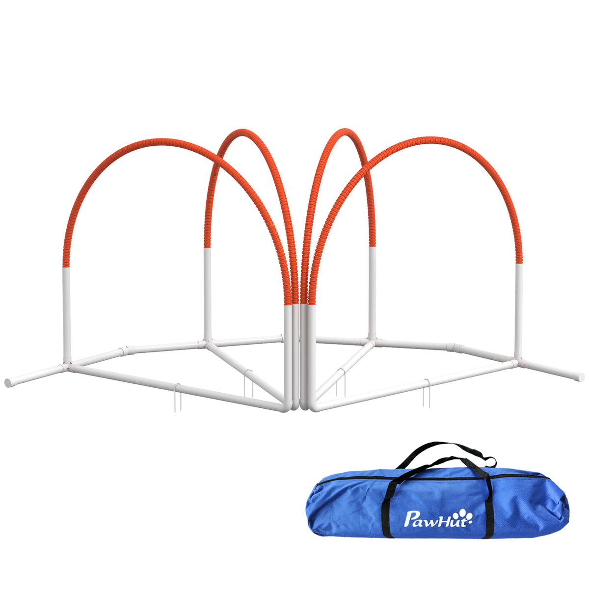 Dog Agility Weave Pole Set with Carry Bag – Orange, 4 Pieces