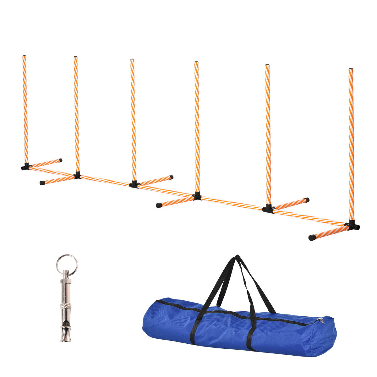 Dog Agility Weave Pole Set with Whistle & Carry Bag – 6 Poles