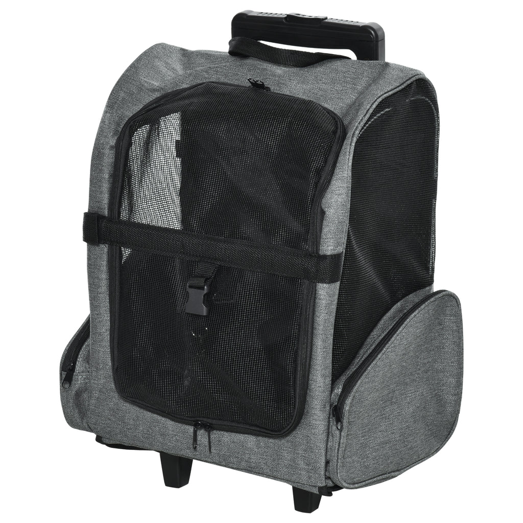 Pet Travel Backpack Carrier with Trolley & Telescopic Handle – Grey