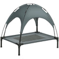 Raised Mesh Dog Bed with Removable Canopy – Grey, 76 × 61 × 73cm