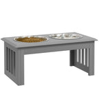 Raised Stainless Steel Dog Bowls with Stand – Grey, 58cm