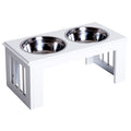 Raised Stainless Steel Dog Bowls with Stand – White, 58cm
