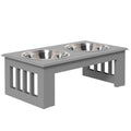 Raised Stainless Steel Dog Bowls with Stand – Grey, 44cm