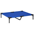 Raised Portable Pet Bed with Metal Frame – Blue, Large