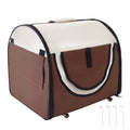 Folding Fabric Pet Crate – Brown, 46 × 36 × 41cm