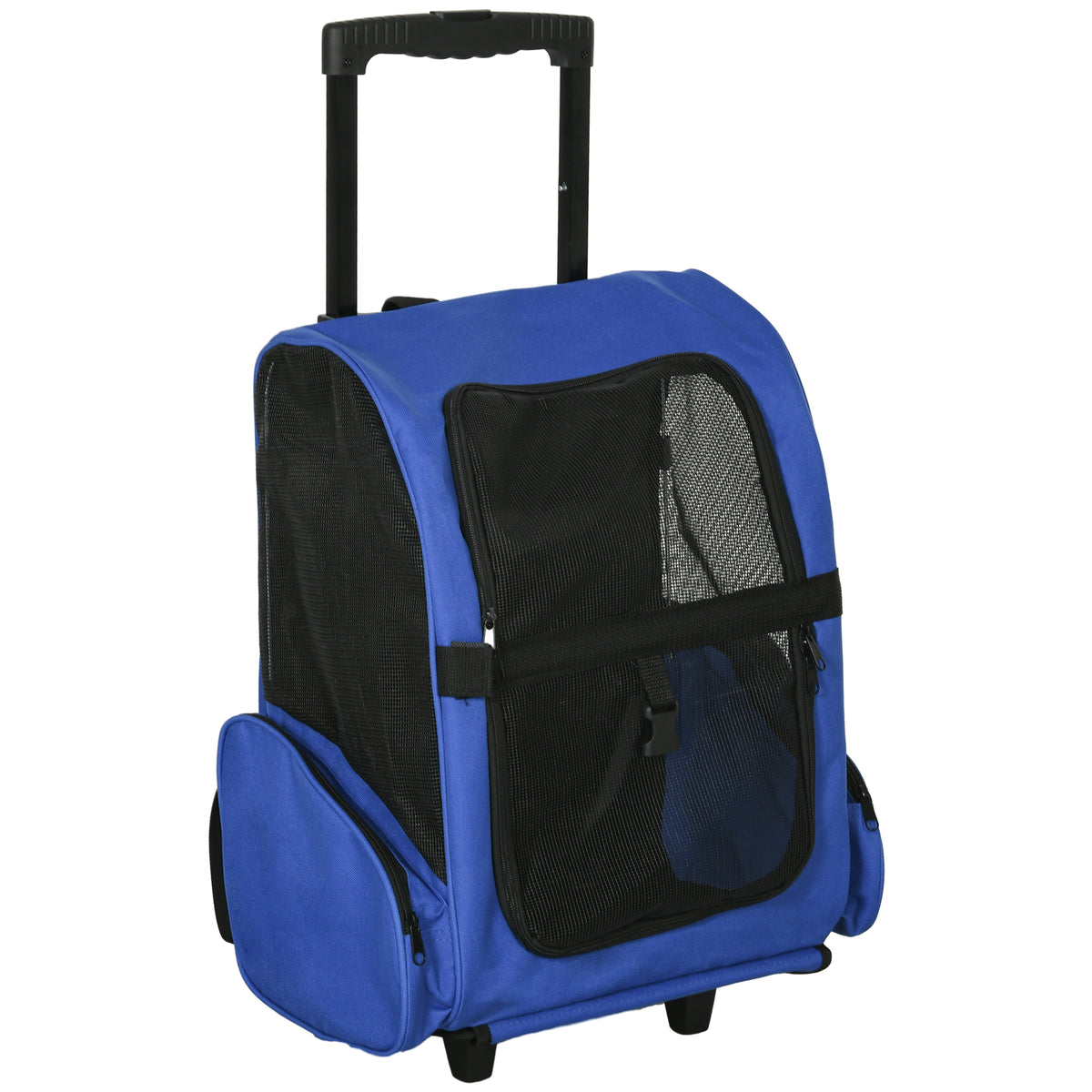 Pet Carrier Backpack with Trolley & Telescopic Handle – Blue