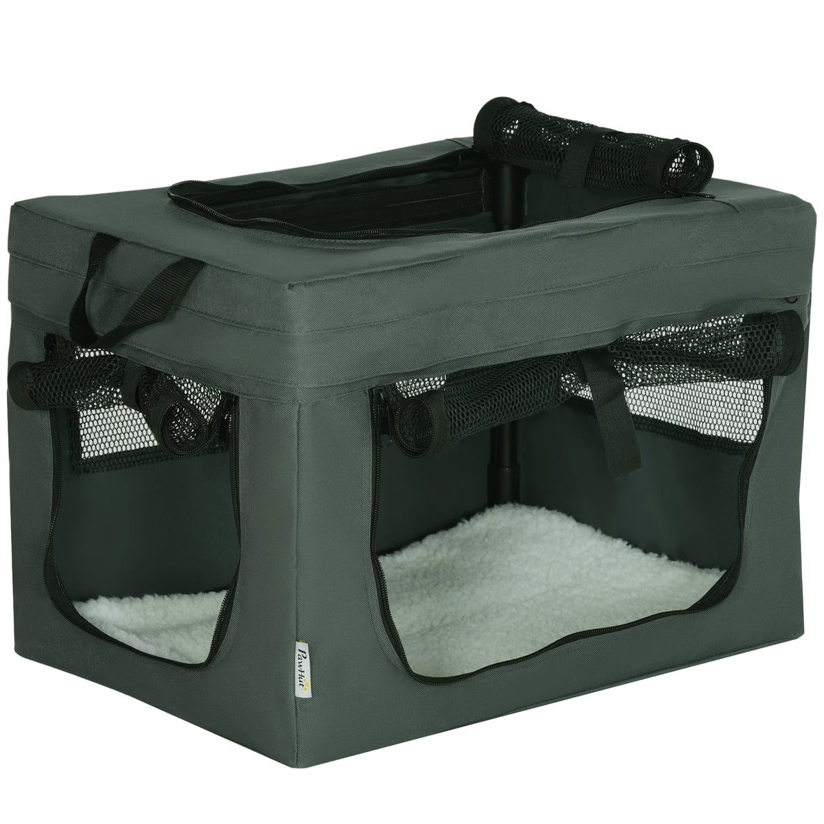 Pet Carrier with Cushion for Miniature Dogs – Grey, 48.5cm