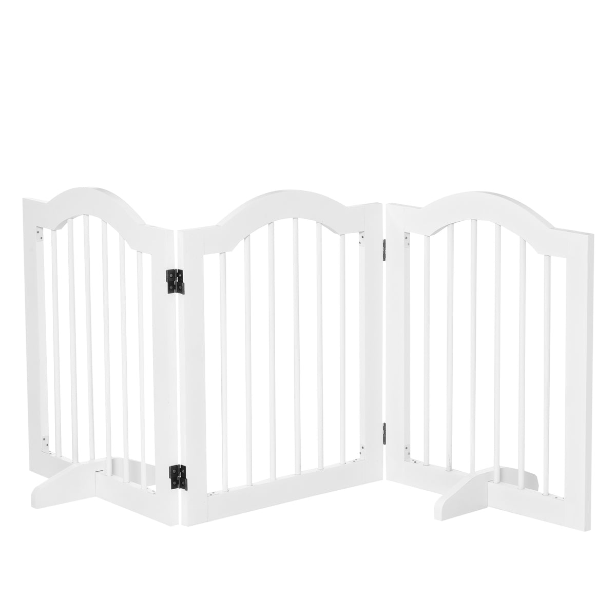 Three-Panel Freestanding Wooden Dog Gate – White