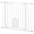Pressure-Fit Dog Gate with Cat Flap – White, 75–103cm