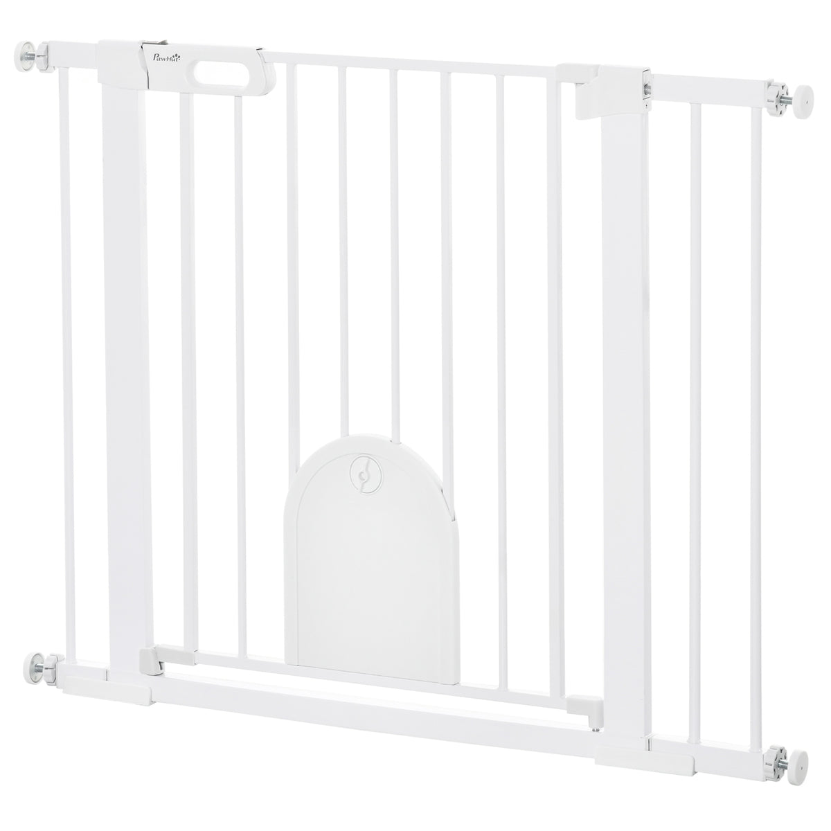 Pressure-Fit Dog Gate with Cat Flap – White, 75–103cm