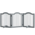 Three-Panel Freestanding Wooden Dog Gate – Light Grey