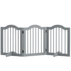 Three-Panel Freestanding Wooden Dog Gate – Light Grey