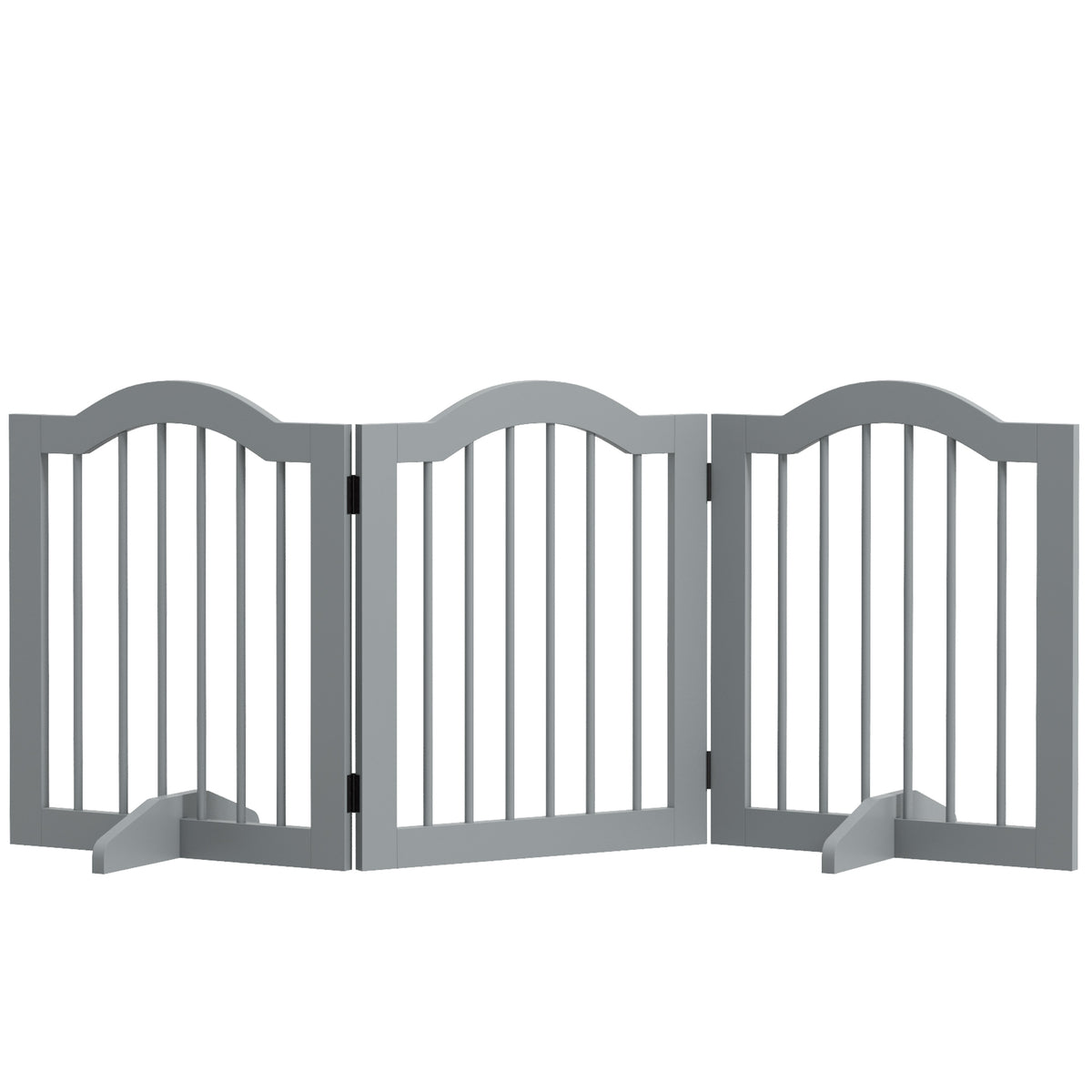 Three-Panel Freestanding Wooden Dog Gate – Light Grey