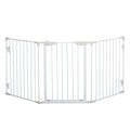 Folding Three-Panel Pet Safety Gate with Auto-Close Door – White
