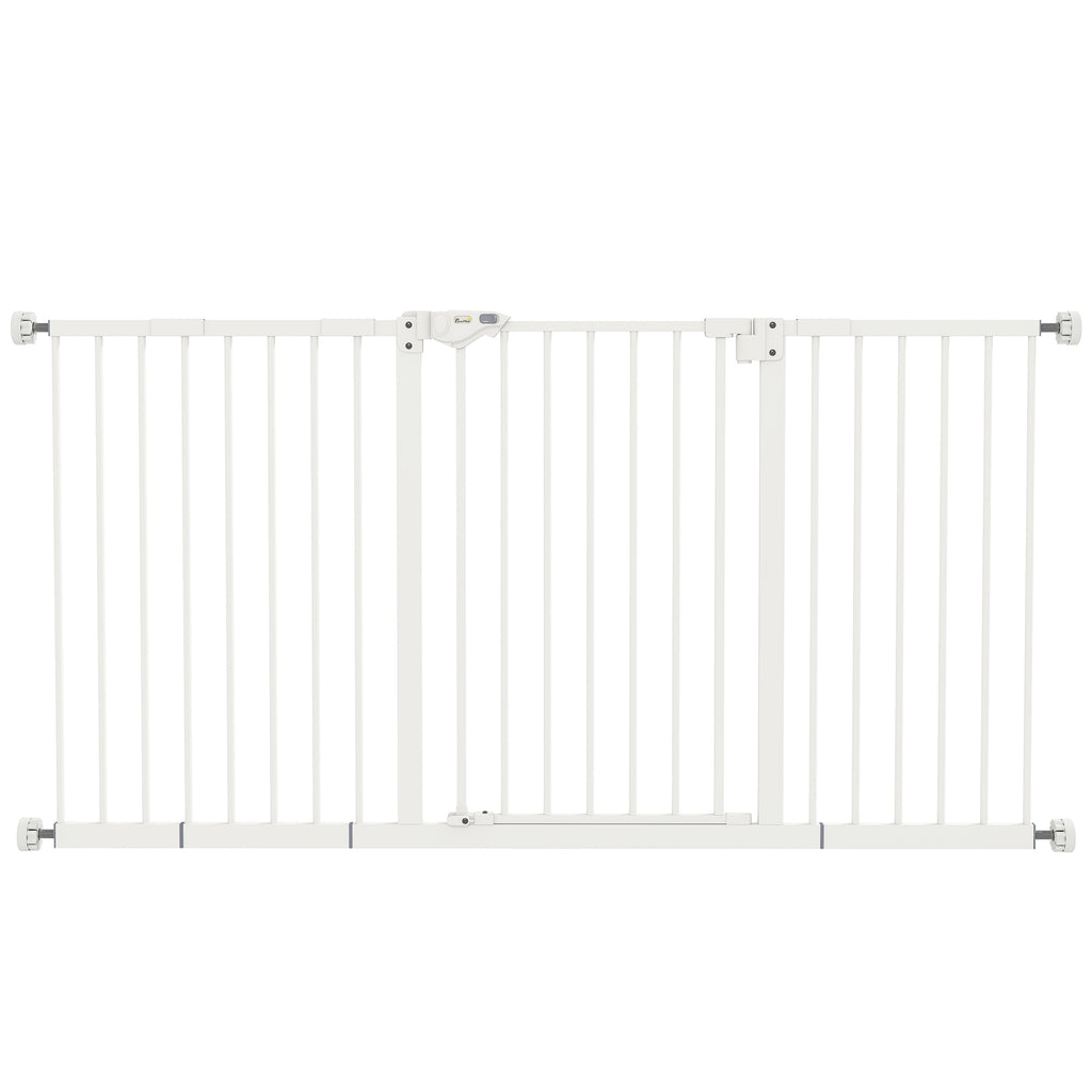 Adjustable Pet Safety Gate with Three Extensions & Four Screws – White