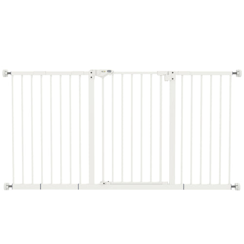 Adjustable Pet Safety Gate with Three Extensions & Four Screws – White