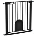 Pressure-Fit Dog Gate with Cat Flap – Black, 75–82cm